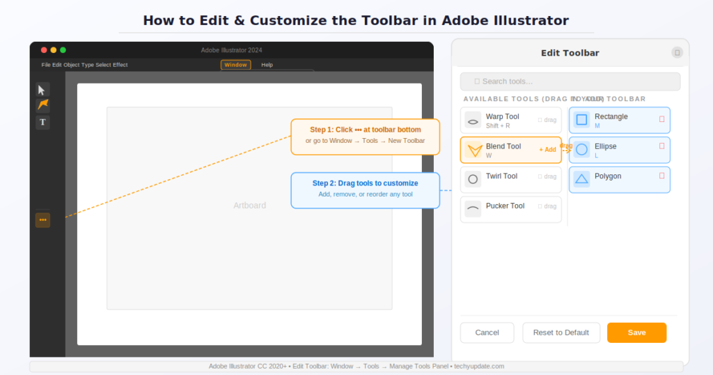 How to show hidden tools in Illustrator