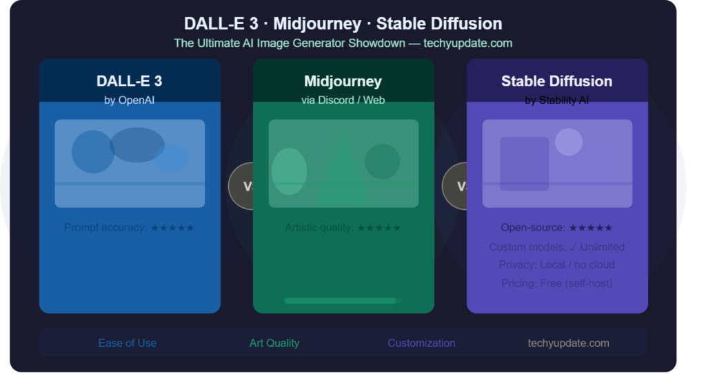 DALL-E 3 vs Midjourney vs Stable Diffusion Comparison