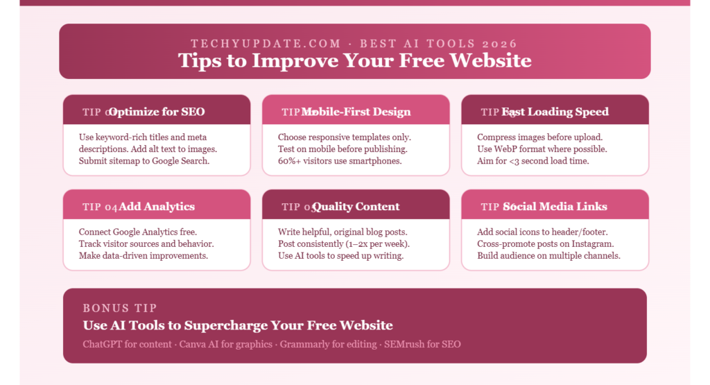 Tips to Improve Your Free Website