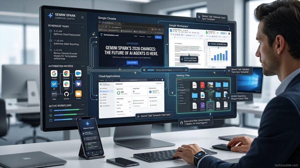 Gemini Spark latest 2026 features with AI automation and connected apps