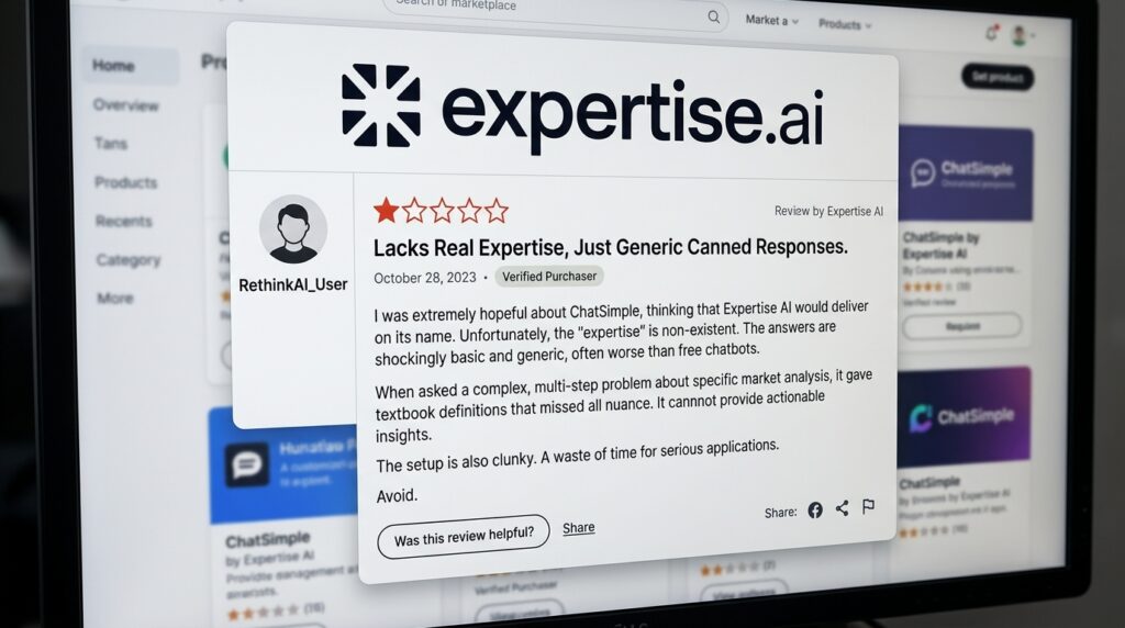 ChatSimple rebrand to Expertise AI dashboard and chat widget screenshot