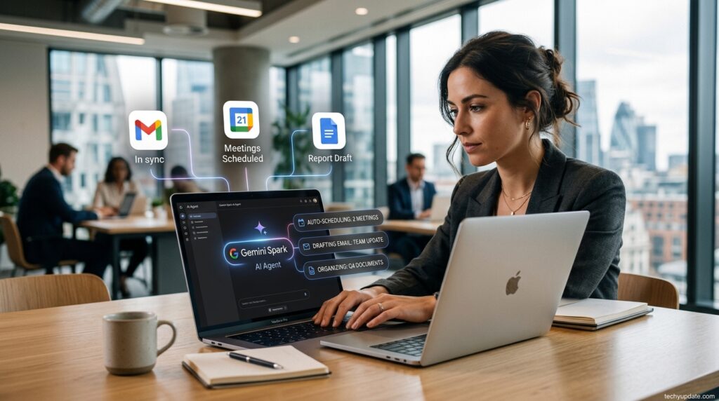 Gemini Spark New Features: Step-by-Step Guide to What Changed Person using an AI agent interface to automate tasks across apps