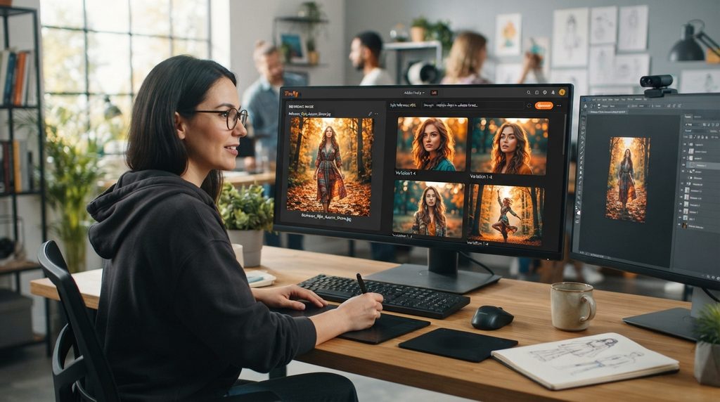 Adobe Firefly using a reference image to guide AI image style.
