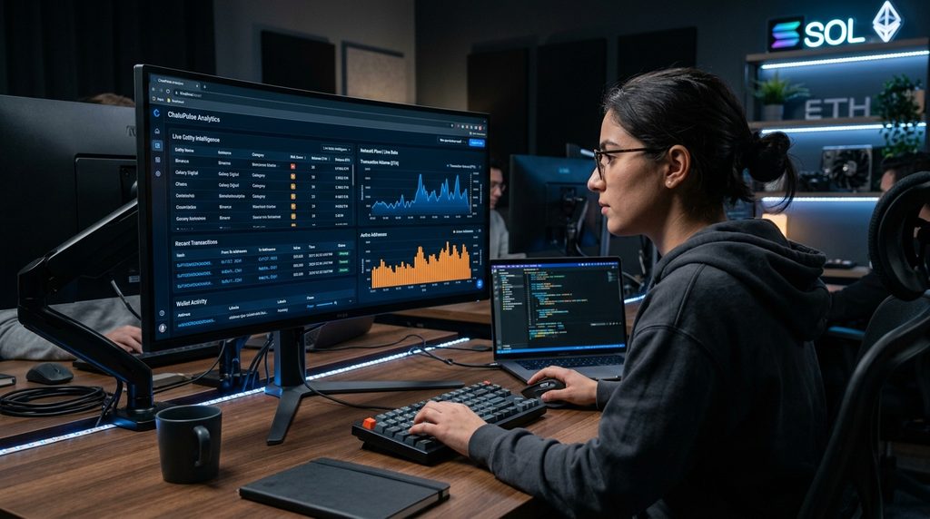 Developer integrating blockchain intelligence data into an analytics app.