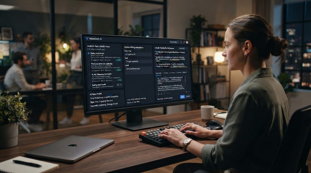AI writing assistant using previous LinkedIn posts to guide writing style.