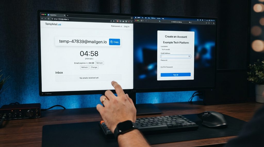 Step-by-step temporary email verification process.