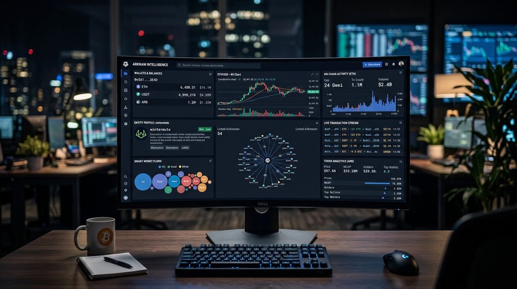 Crypto research dashboard showing wallet and blockchain data.