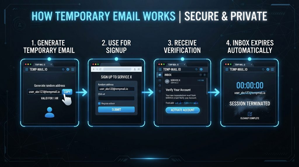How 10MinuteMail works with temporary email address and expiring inbox