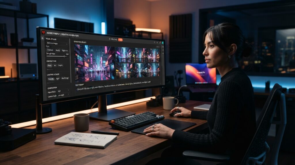 Adobe Firefly Prompts: How to Create Better AI Images Adobe Firefly generating AI image variations from a detailed prompt.