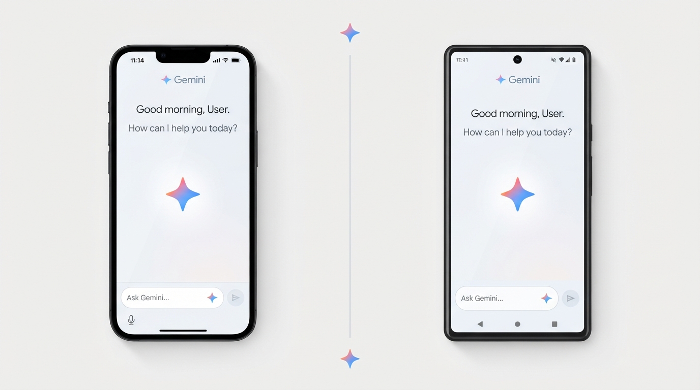 iPhone and Android phone both showing the Gemini Spark screen