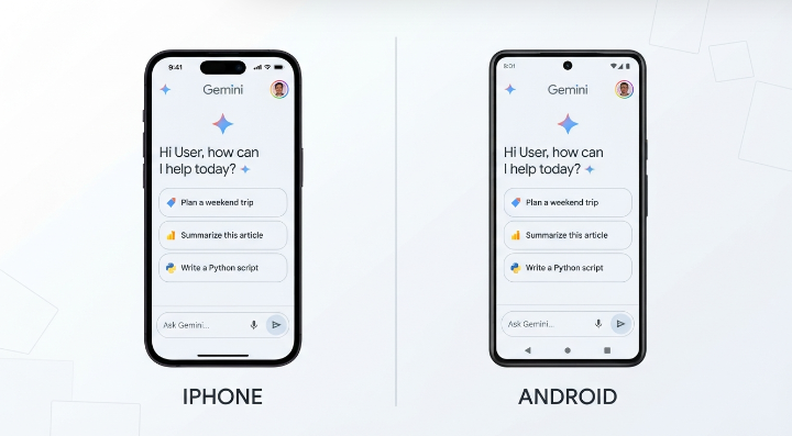 Gemini Spark on iOS vs Android: Key Differences (2026) iPhone and Android phone both showing the Gemini Spark screen