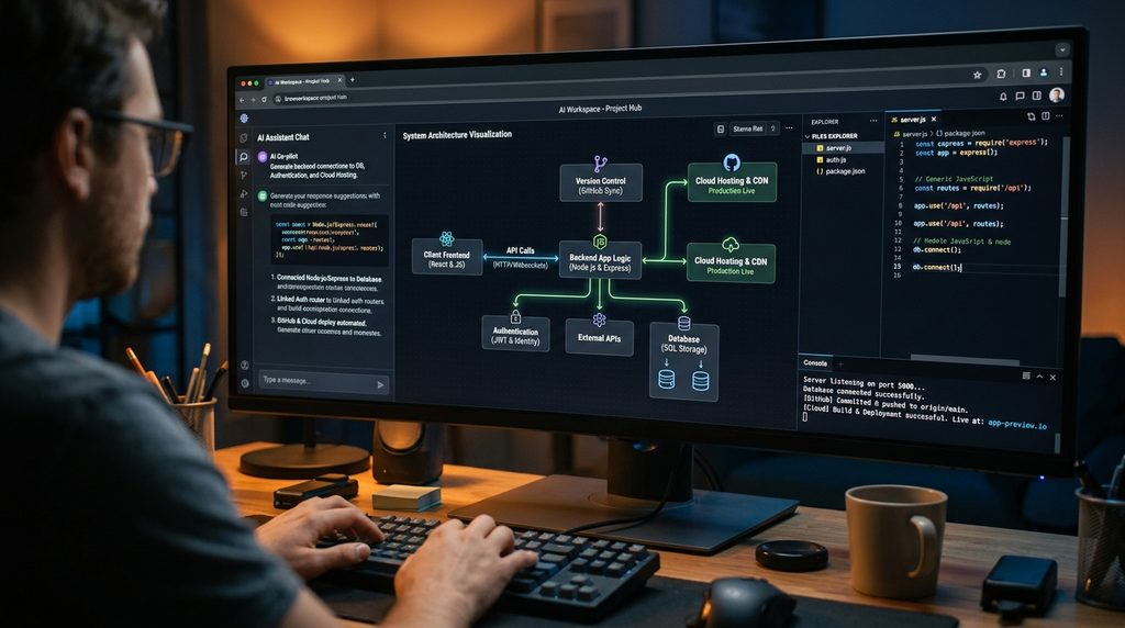 Full-stack web application architecture associated with Bolt.new